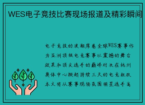 WES电子竞技比赛现场报道及精彩瞬间